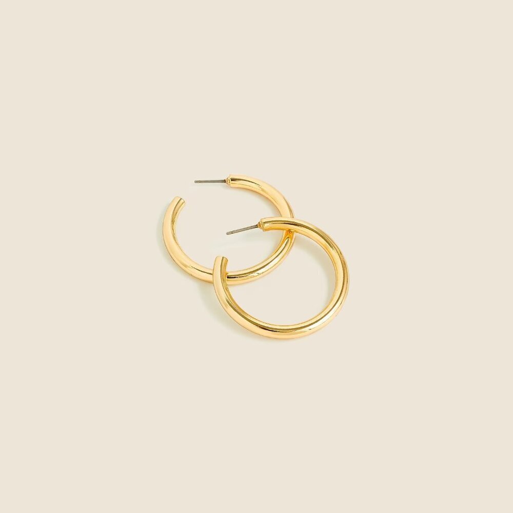 J Crew‎ Womens One Size Tube Hoop Earrings in Matte Burnished Gold M0482